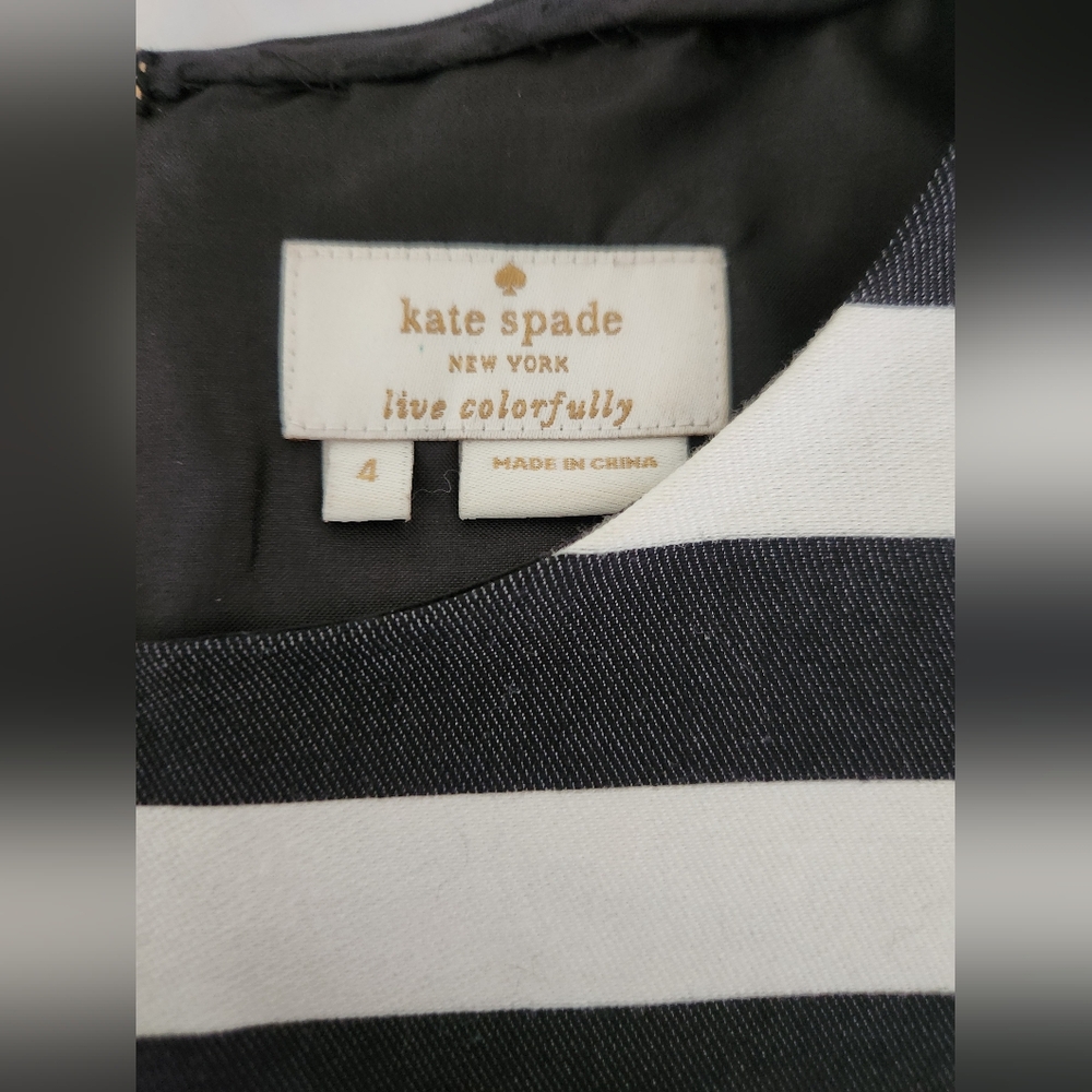 Kate Spade Live Colorfully striped top blouse‎ gold zipper back short sleeve - Picture 7 of 8